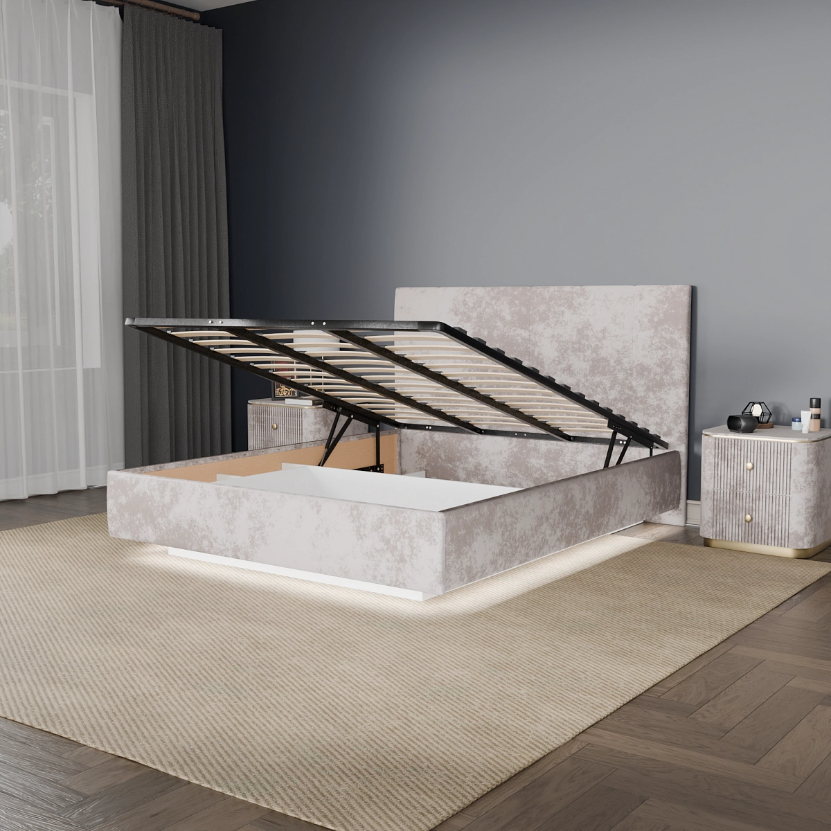 Кровать с подъемным механизмом Диона Кашемир 160х200 (avatr3)